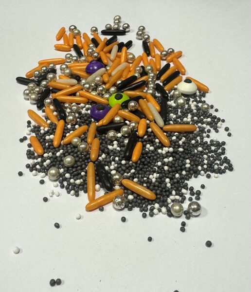 Cukriniai papuošimai - Oranžiniai/juodi 30g.