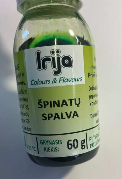 Špinatų spalvos maisto dažiklis šokoladui 60 g.