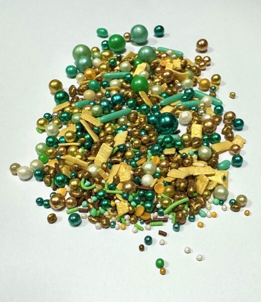 Cukriniai papuošimai - Žalias/Auksinis mix.