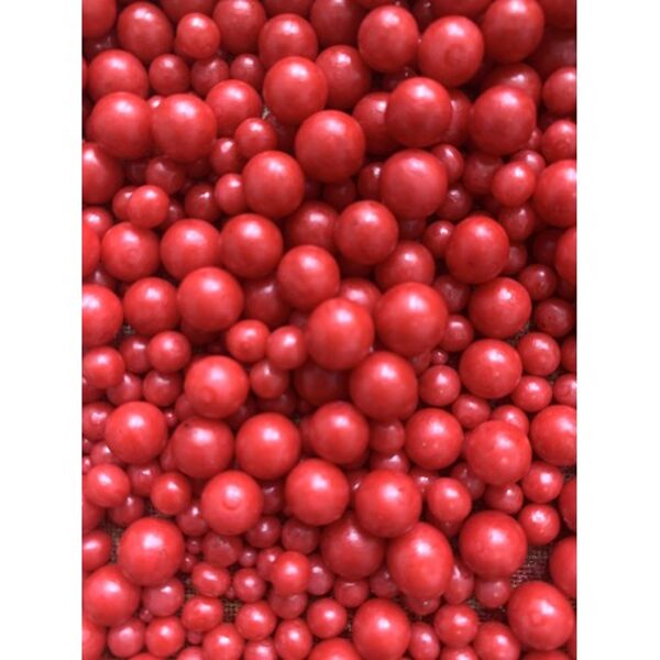 Cukriniai papuošimai matinės raudonos spalvos perlų mix 30g.